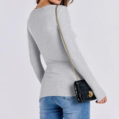 VRCÔMFY Women's Slim Fit Ribbed Long Sleeve Top
