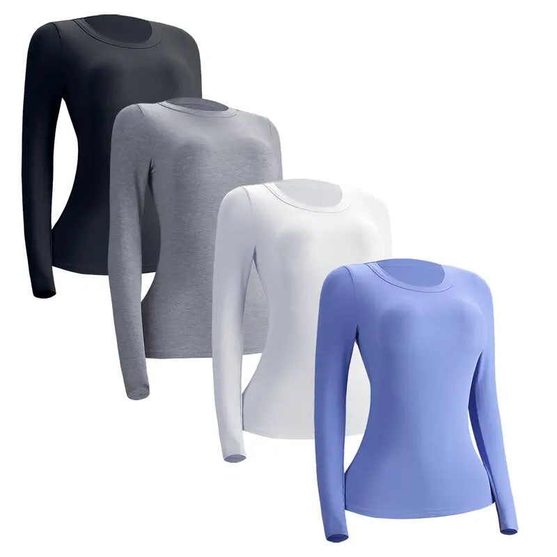 VRCÔMFY Women's Slim Fit Ribbed Long Sleeve Top